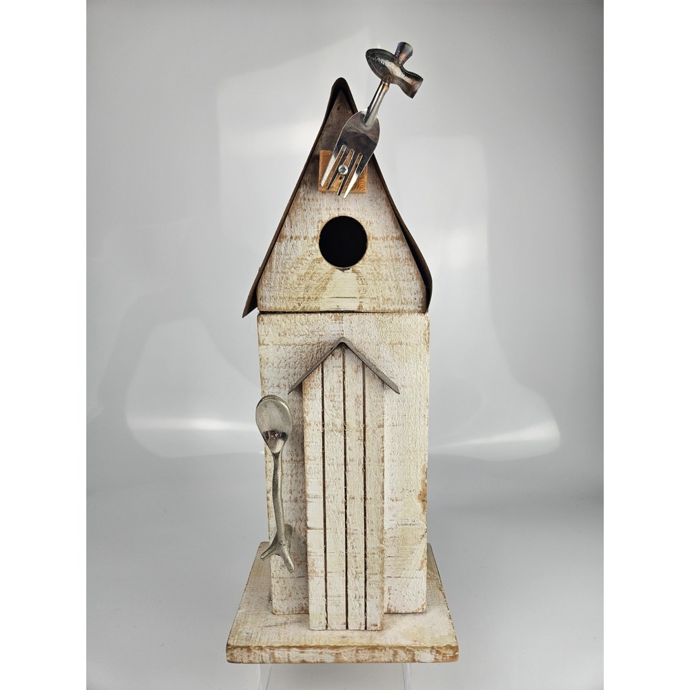 Farmhouse‎ Birdhouse Storage Cabinet Wood Spoon Fork Accent